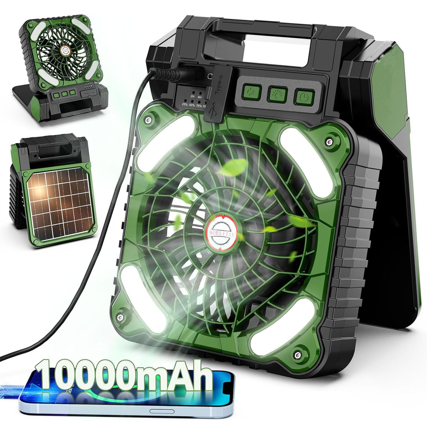 Renewable Energy Fan - Fan ile 10000mAh güneş enerjili taşınabilir