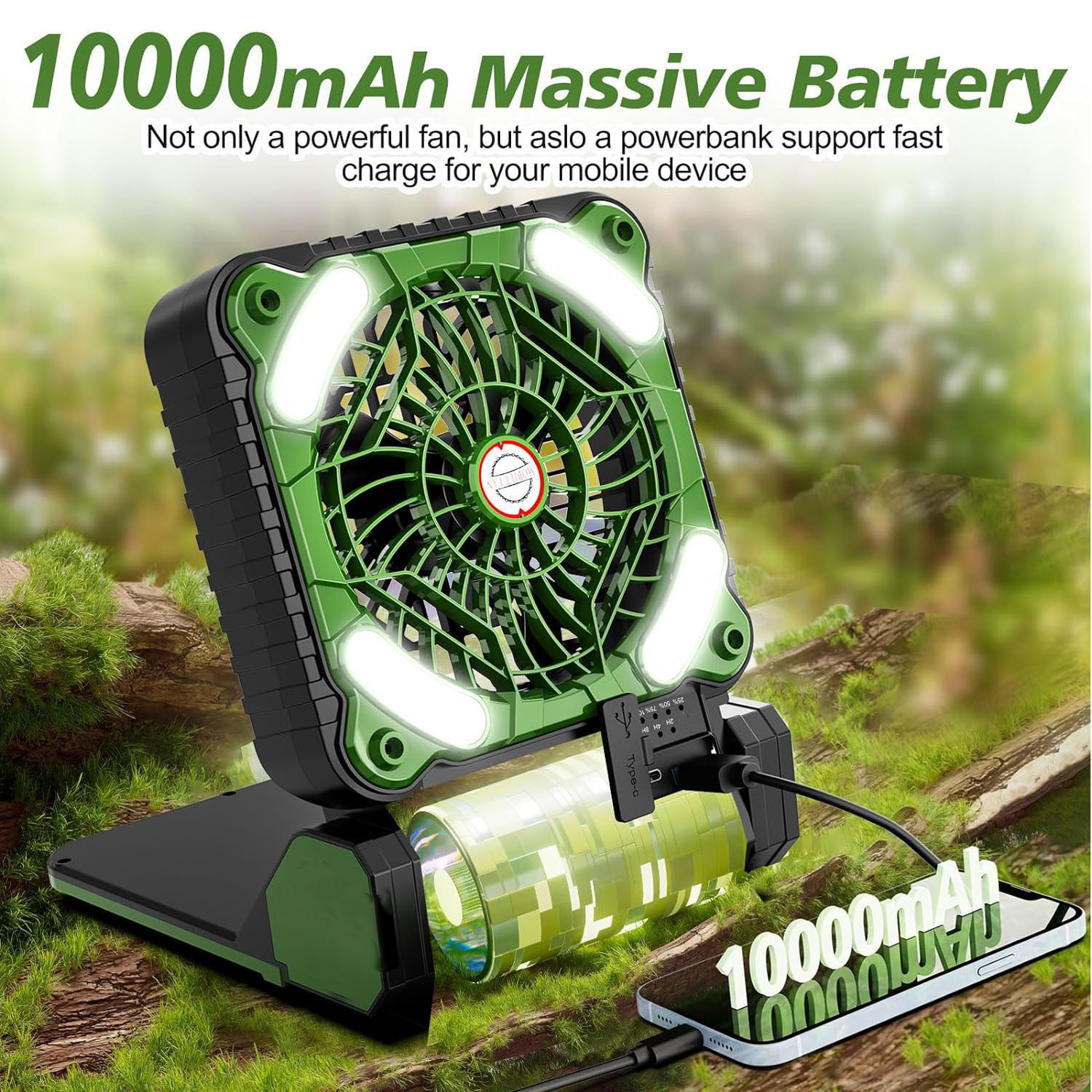 Fan ile 10000mAh güneş enerjil - Renewable Energy Fan incelemesi ve fiyatı