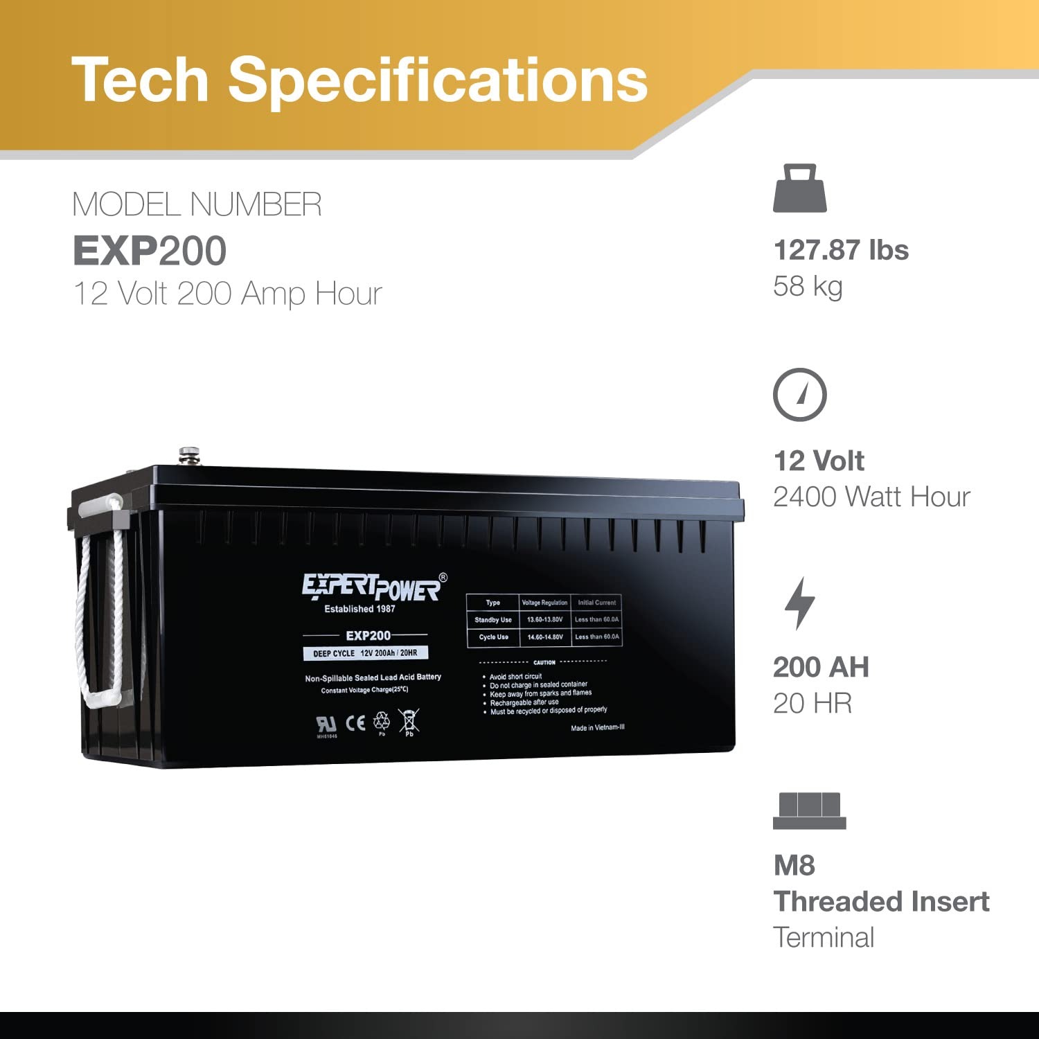 EXP200 12V 200Ah AGM Derin Deş - Agm Deep Cycle Battery incelemesi ve fiyatı