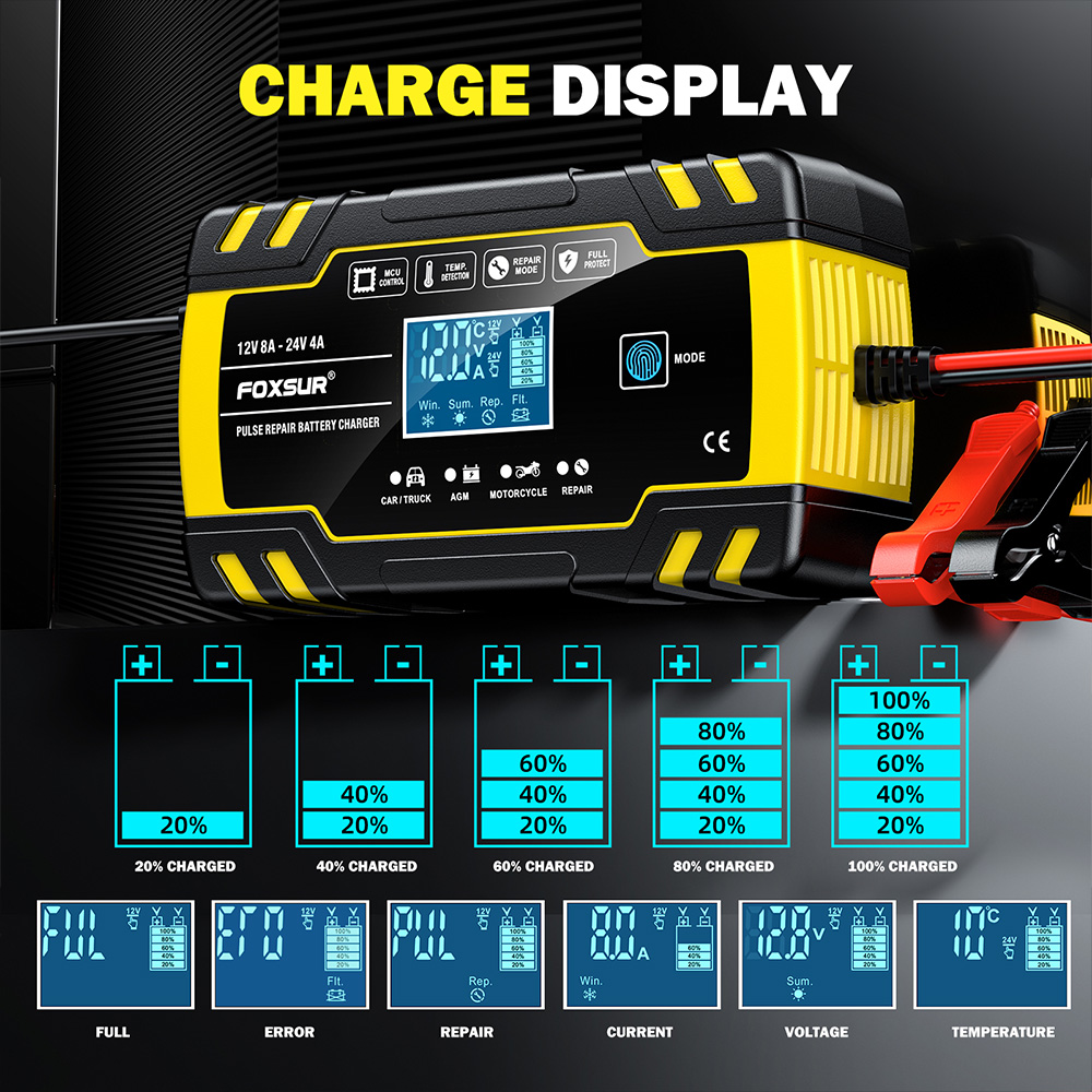 FOXSUR FBC122408D 12V 8A 24V 4 - Agm Deep Cycle Battery incelemesi ve fiyatı